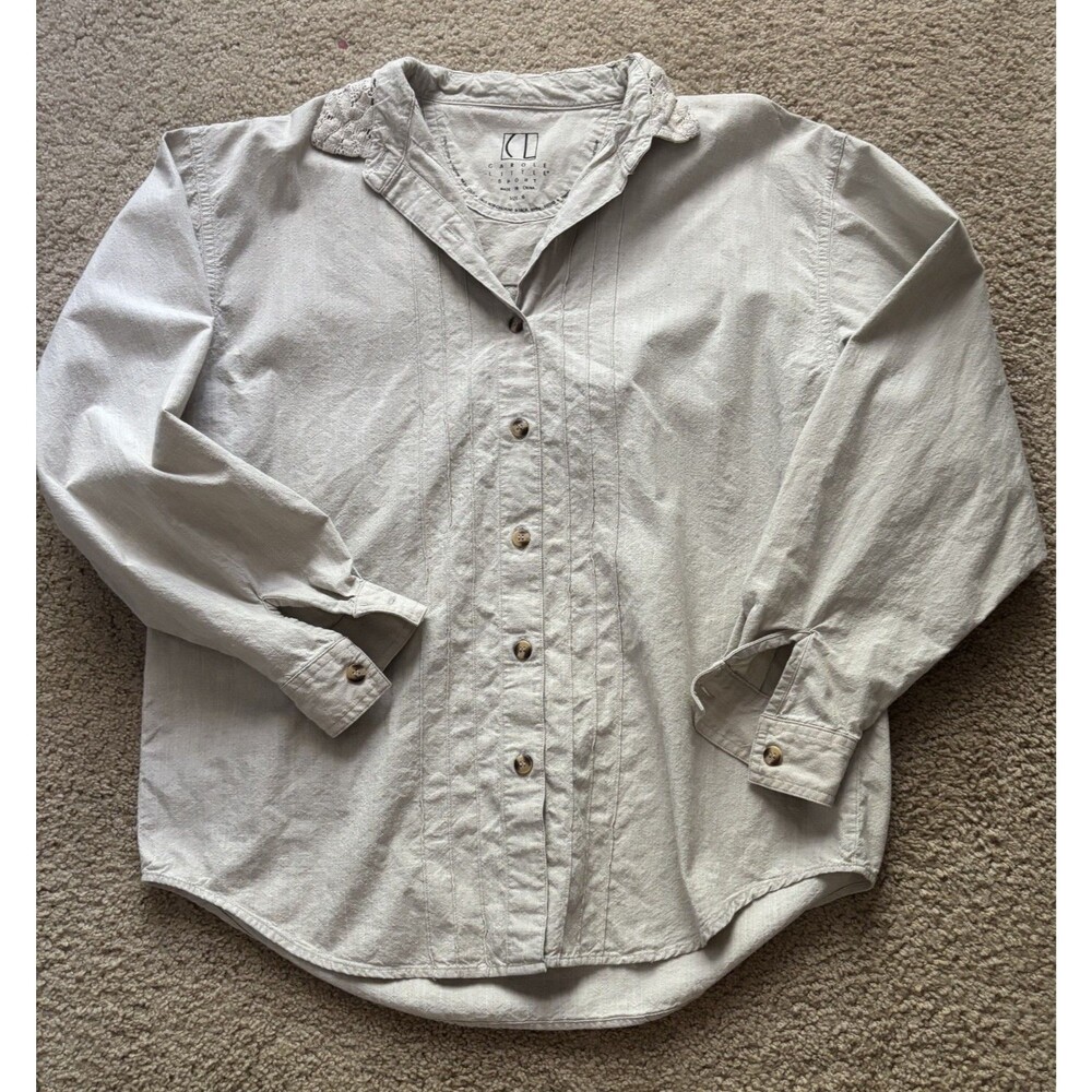 VTG Carole Little Sport Lace Detail Long Sleeve Shirt Women’s 6 Cotton Casual